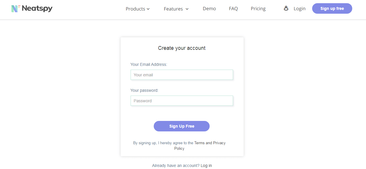 neatspy sign up